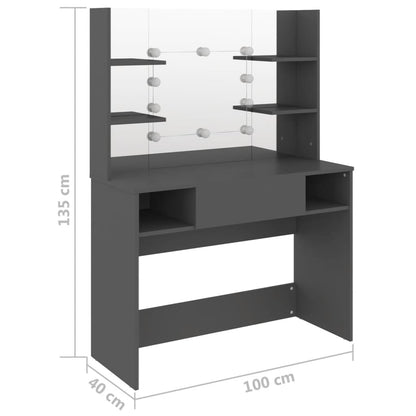 Schminktisch mit LED-Beleuchtung 100x40x135 cm MDF Grau - Pazzar.ch