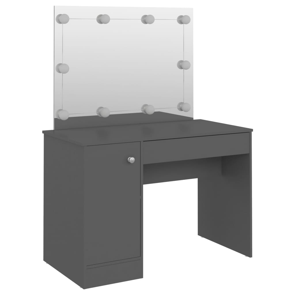 Schminktisch mit LED-Beleuchtung 110x55x145 cm MDF Grau - Pazzar.ch