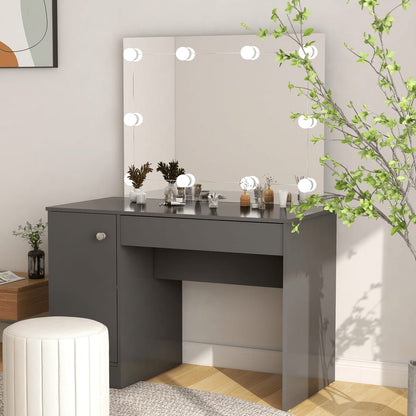 Schminktisch mit LED-Beleuchtung 110x55x145 cm MDF Grau - Pazzar.ch