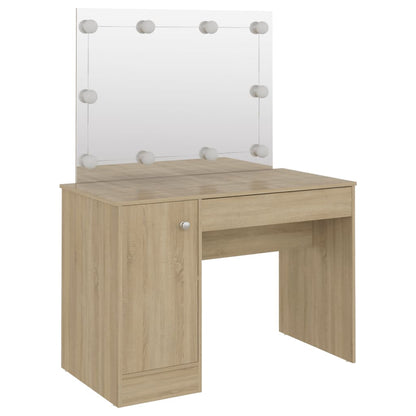 Schminktisch mit LED-Beleuchtung 110x55x145 cm MDF Eichen-Optik - Pazzar.ch