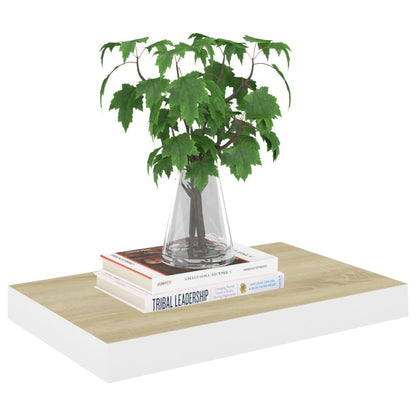 Schweberegal Eichen-Optik und Weiß 50x23x3,8 cm MDF - Pazzar.ch