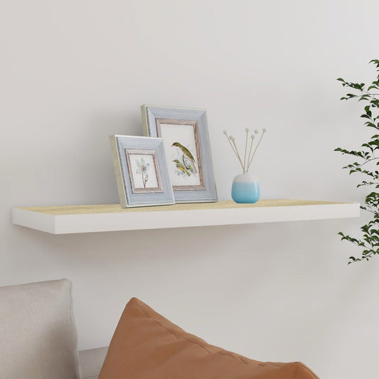 Schweberegal Eichen-Optik und Weiß 80x23,5x3,8 cm MDF - Pazzar.ch