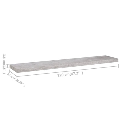 Schweberegale 2 Stk. Betongrau 120x23,5x3,8 cm MDF - Pazzar.ch
