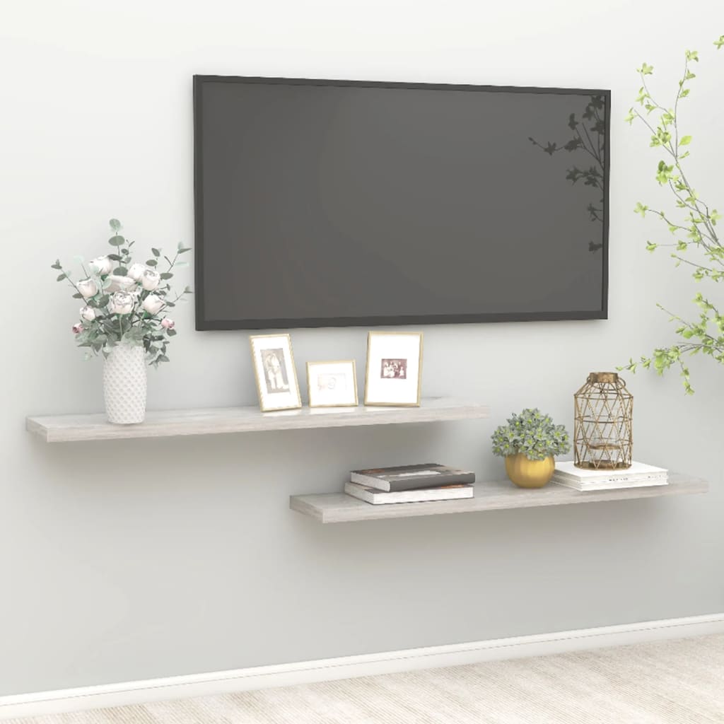 Schweberegale 2 Stk. Betongrau 120x23,5x3,8 cm MDF - Pazzar.ch