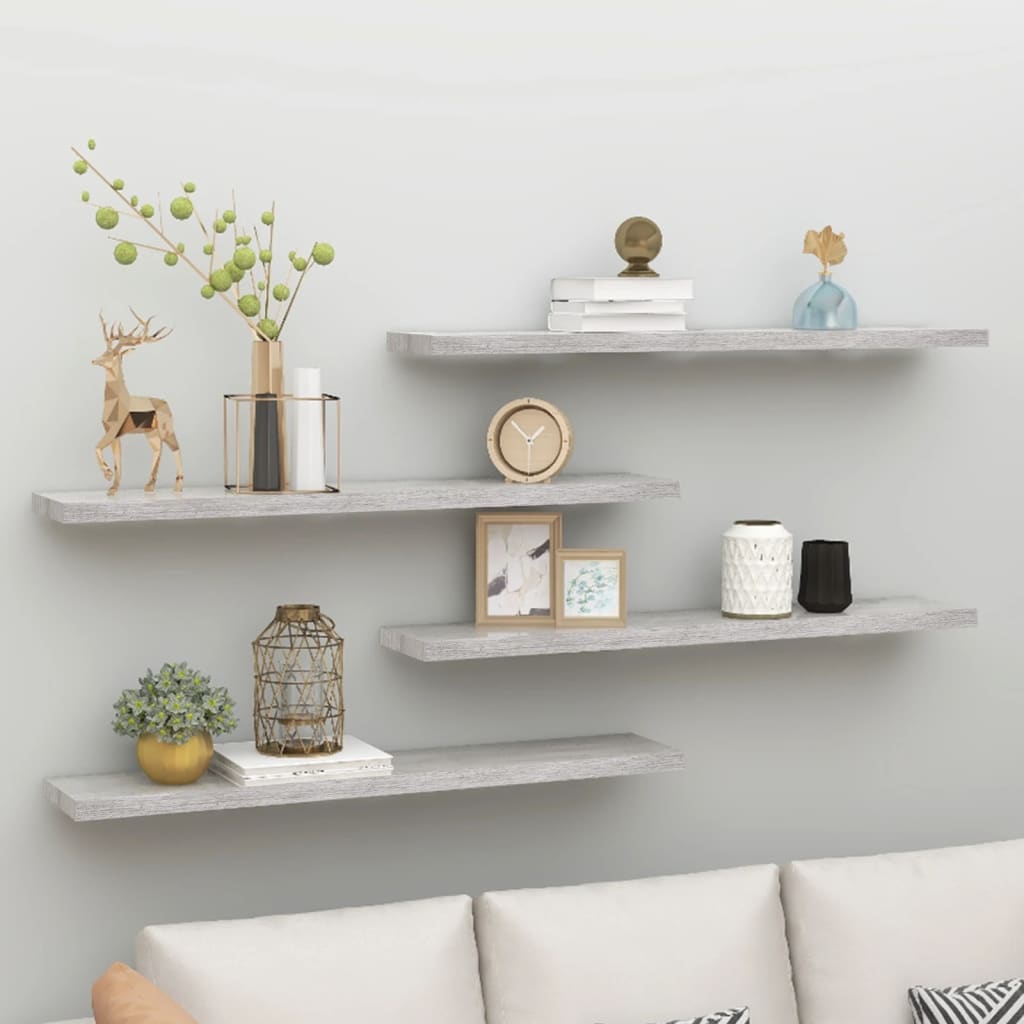 Schweberegale 4 Stk. Betongrau 120x23,5x3,8 cm MDF - Pazzar.ch