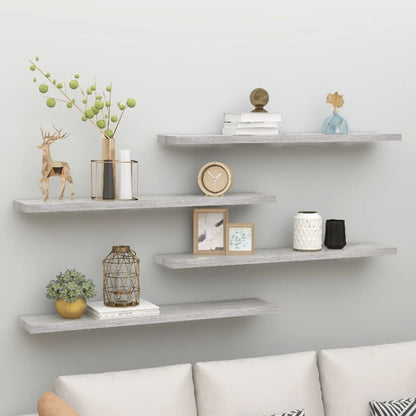 Schweberegale 4 Stk. Betongrau 120x23,5x3,8 cm MDF - Pazzar.ch