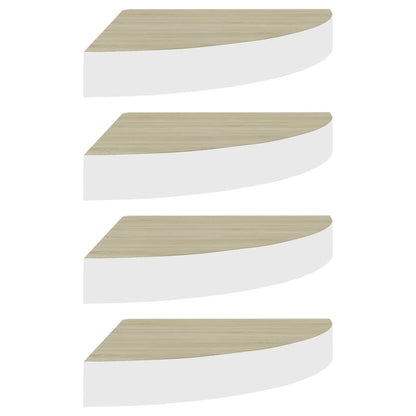 Eck-Schweberegale 4 Stk. Eichen-Optik und Weiß 35x35x3,8 cm MDF - Pazzar.ch