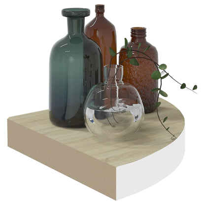 Eck-Schweberegale 4 Stk. Eichen-Optik und Weiß 35x35x3,8 cm MDF - Pazzar.ch