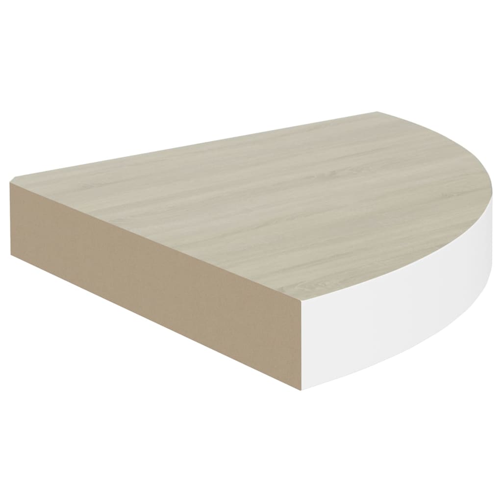Eck-Schweberegale 4 Stk. Eichen-Optik und Weiß 35x35x3,8 cm MDF - Pazzar.ch