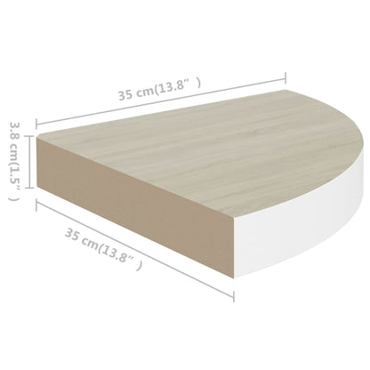 Eck-Schweberegale 4 Stk. Eichen-Optik und Weiß 35x35x3,8 cm MDF - Pazzar.ch