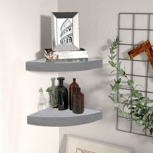 Eck-Schweberegale 2 Stk. Betongrau 35x35x3,8 cm MDF - Pazzar.ch