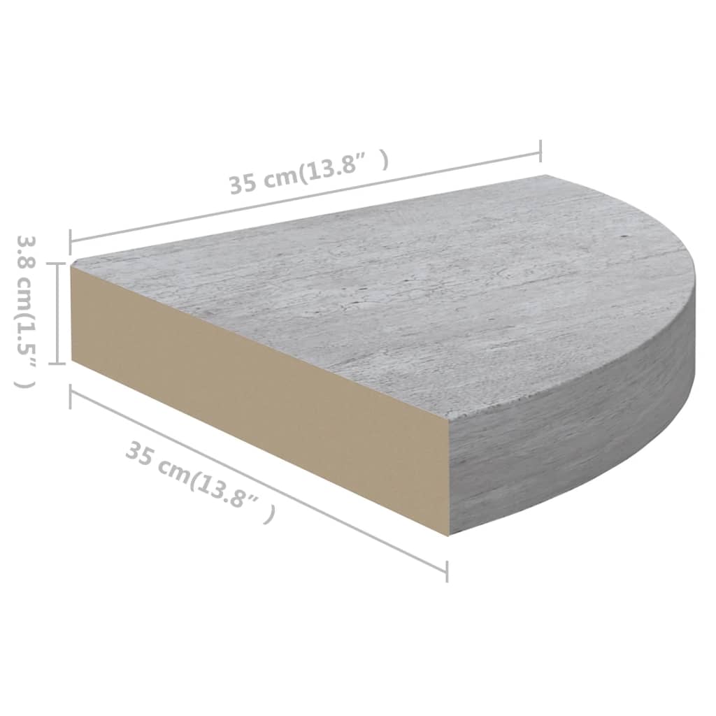 Eck-Schweberegale 4 Stk. Betongrau 35x35x3,8 cm MDF - Pazzar.ch