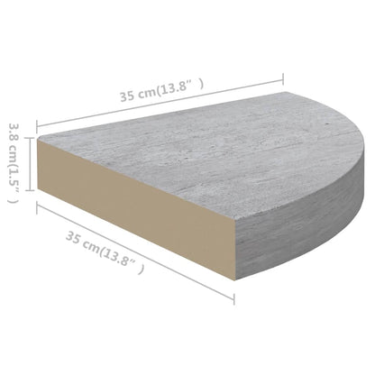 Eck-Schweberegale 4 Stk. Betongrau 35x35x3,8 cm MDF - Pazzar.ch