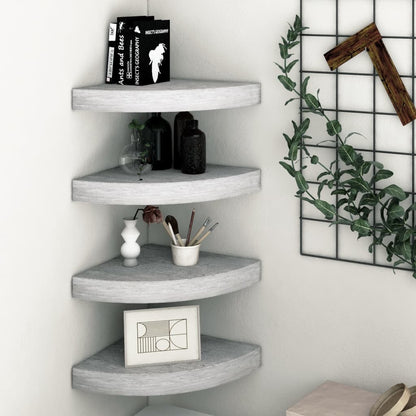 Eck-Schweberegale 4 Stk. Betongrau 35x35x3,8 cm MDF - Pazzar.ch