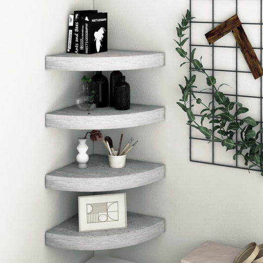 Eck-Schweberegale 4 Stk. Betongrau 35x35x3,8 cm MDF - Pazzar.ch