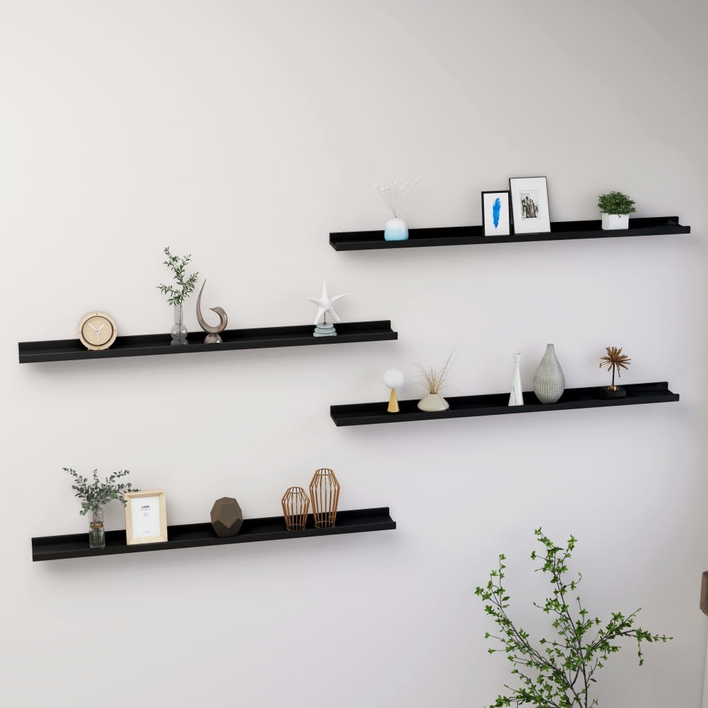 Wandregale 4 Stk. Schwarz 100x9x3 cm - Pazzar.ch