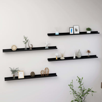 Wandregale 4 Stk. Schwarz 100x9x3 cm - Pazzar.ch