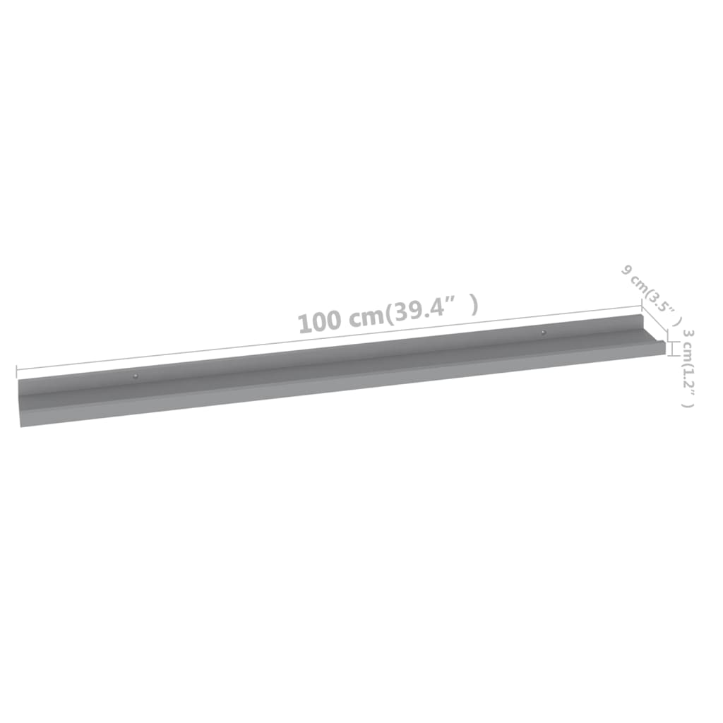 Wandregale 4 Stk. Grau 100x9x3 cm - Pazzar.ch
