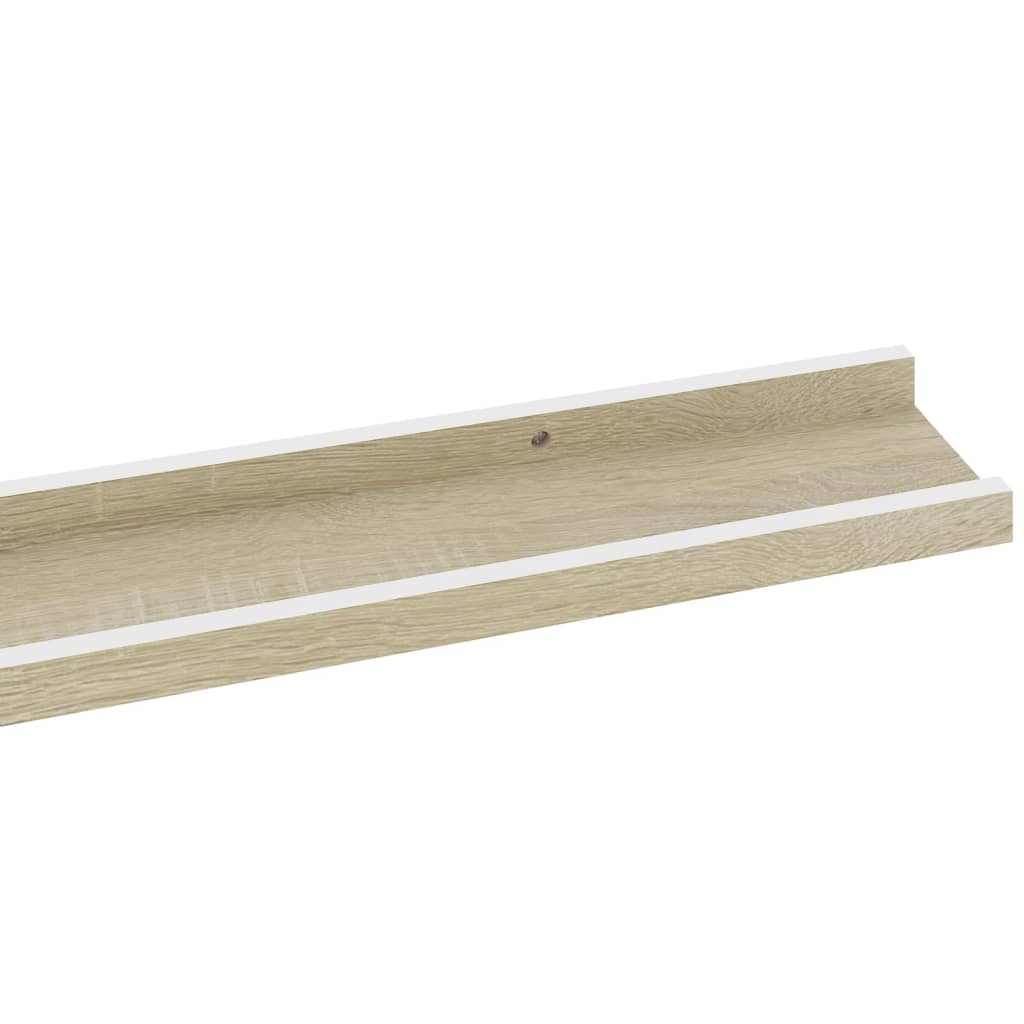 Wandregale 2 Stk. Weiß und Sonoma-Eiche 115x9x3 cm - Pazzar.ch