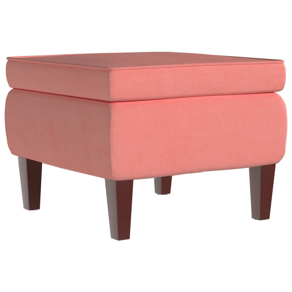 Hocker mit Holzbeinen Rosa Samt - Pazzar.ch