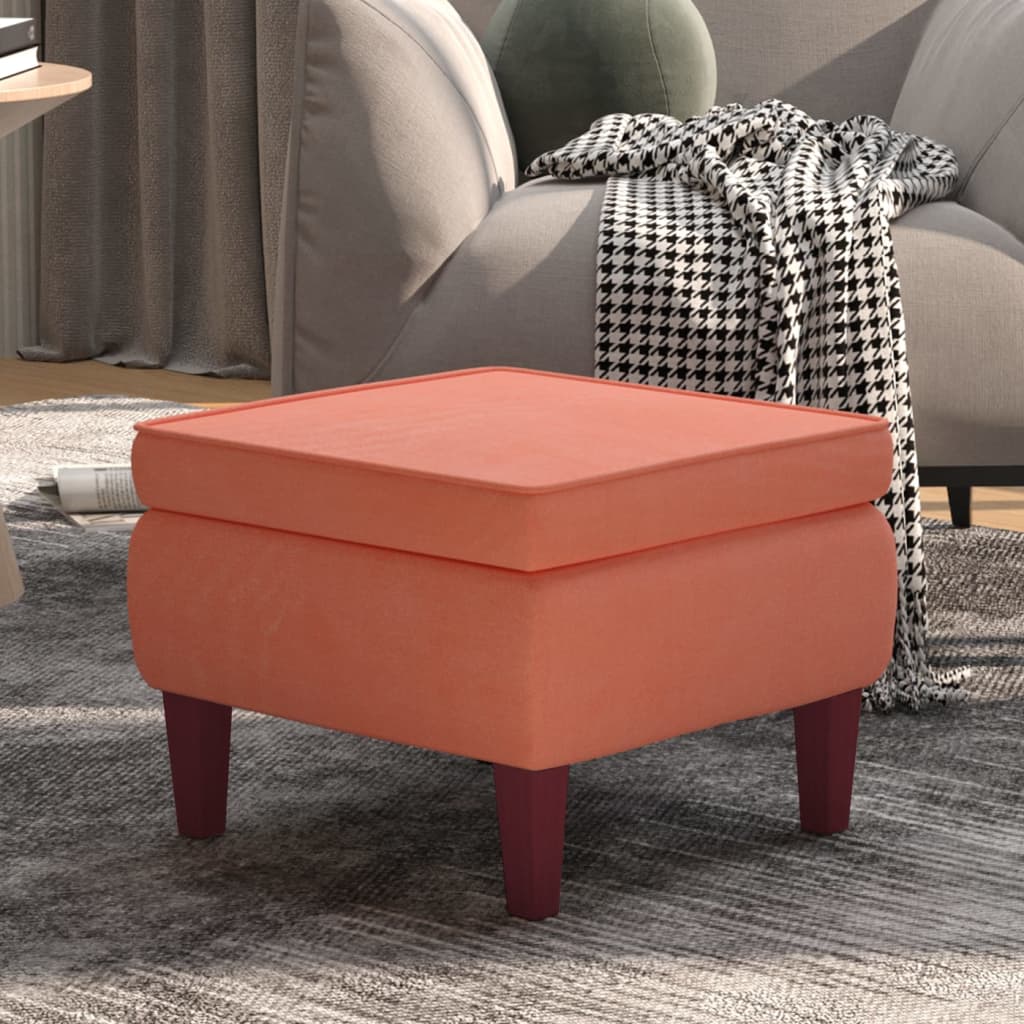 Hocker mit Holzbeinen Rosa Samt - Pazzar.ch