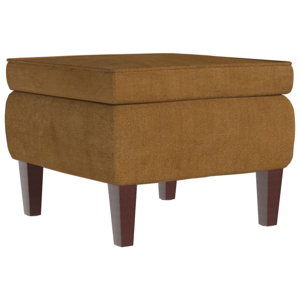 Hocker mit Holzbeinen Braun Samt - Pazzar.ch