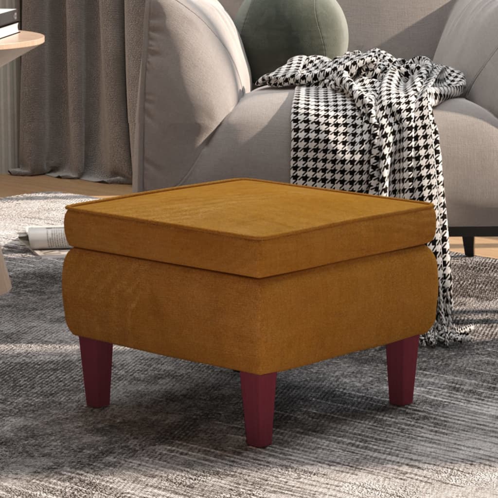 Hocker mit Holzbeinen Braun Samt - Pazzar.ch