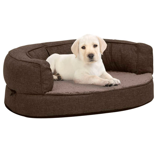 Hundematratze Ergonomisch 60x42cm Leinenoptik Fleece Braun - Pazzar.ch