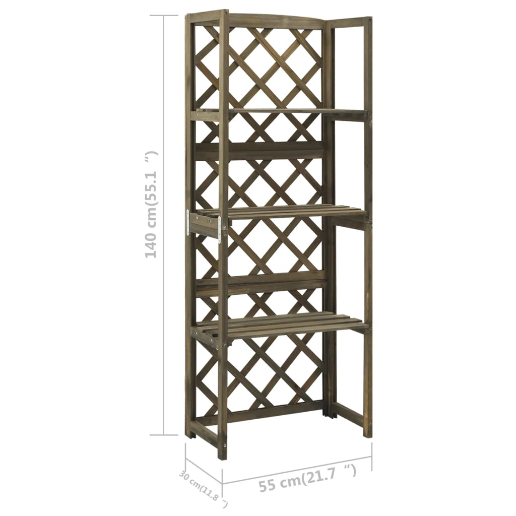 Spalier mit Ablagen Grau 55x30x140 cm Massivholz Tanne - Pazzar.ch