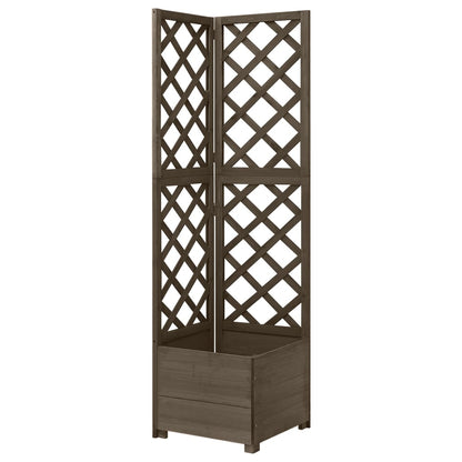 Eck-Spalier mit Pflanzkasten Grau 40x40x150cm Massivholz Tanne - Pazzar.ch