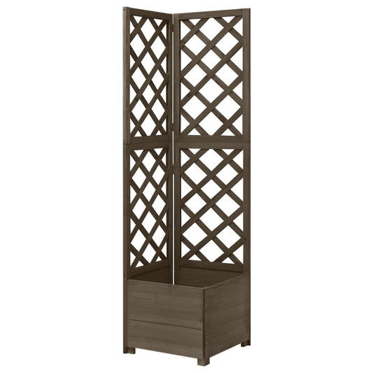 Eck-Spalier mit Pflanzkasten Grau 40x40x150cm Massivholz Tanne - Pazzar.ch