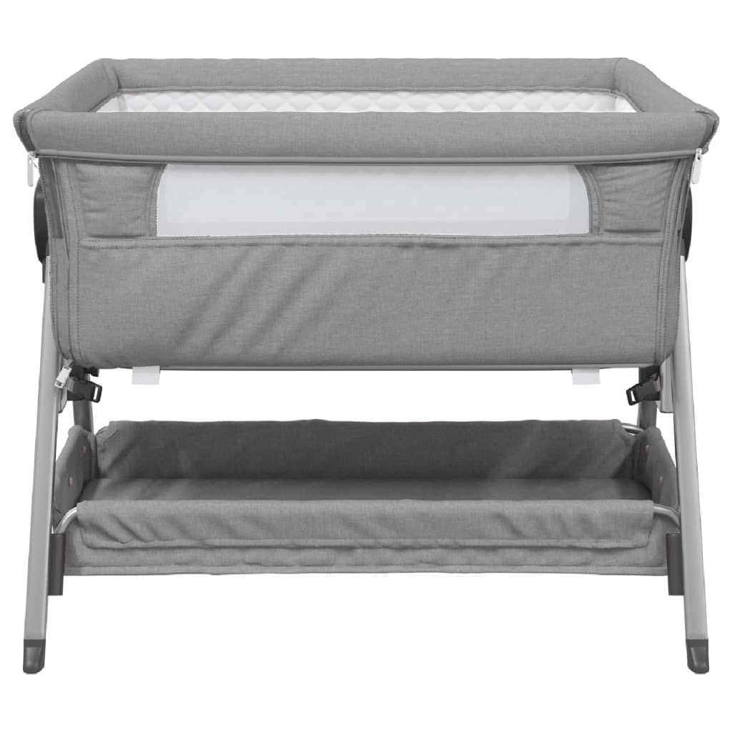 Babybett mit Matratze Hellgrau Leinenstoff - Pazzar.ch