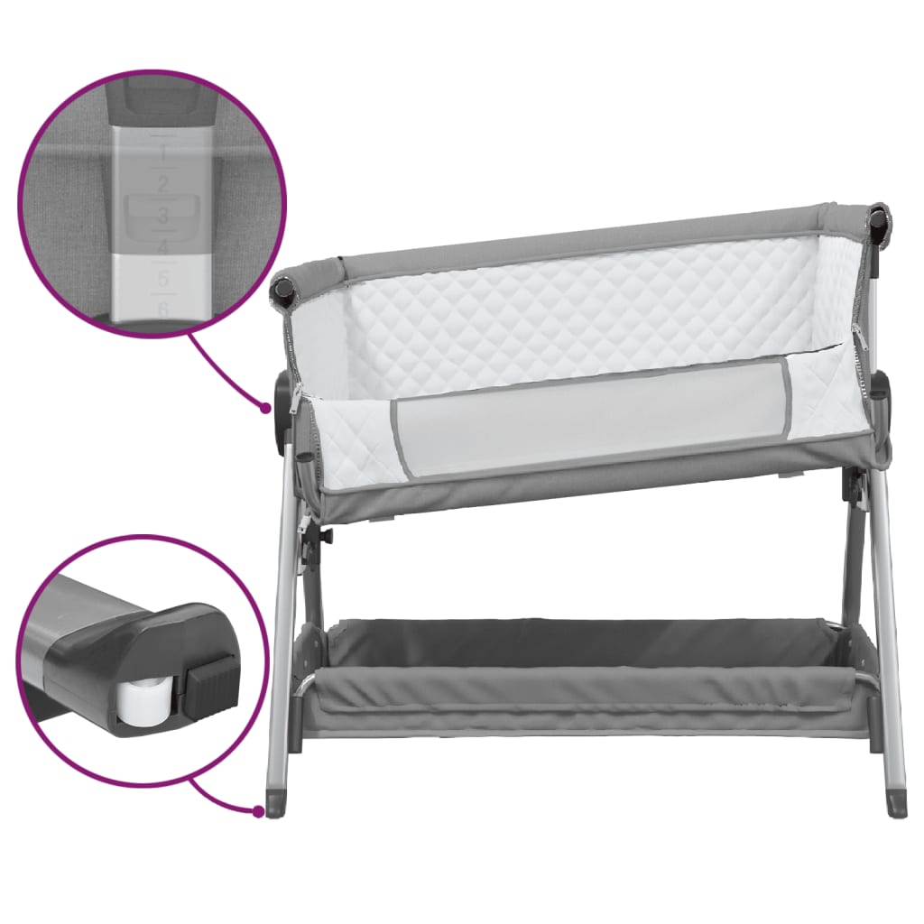 Babybett mit Matratze Hellgrau Leinenstoff - Pazzar.ch