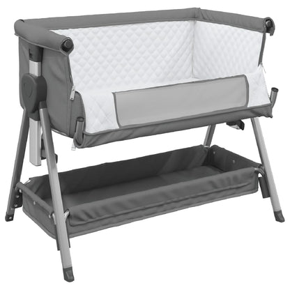 Babybett mit Matratze Dunkelgrau Leinenstoff - Pazzar.ch