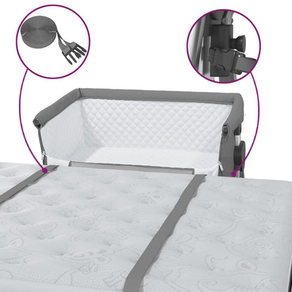 Babybett mit Matratze Dunkelgrau Leinenstoff - Pazzar.ch