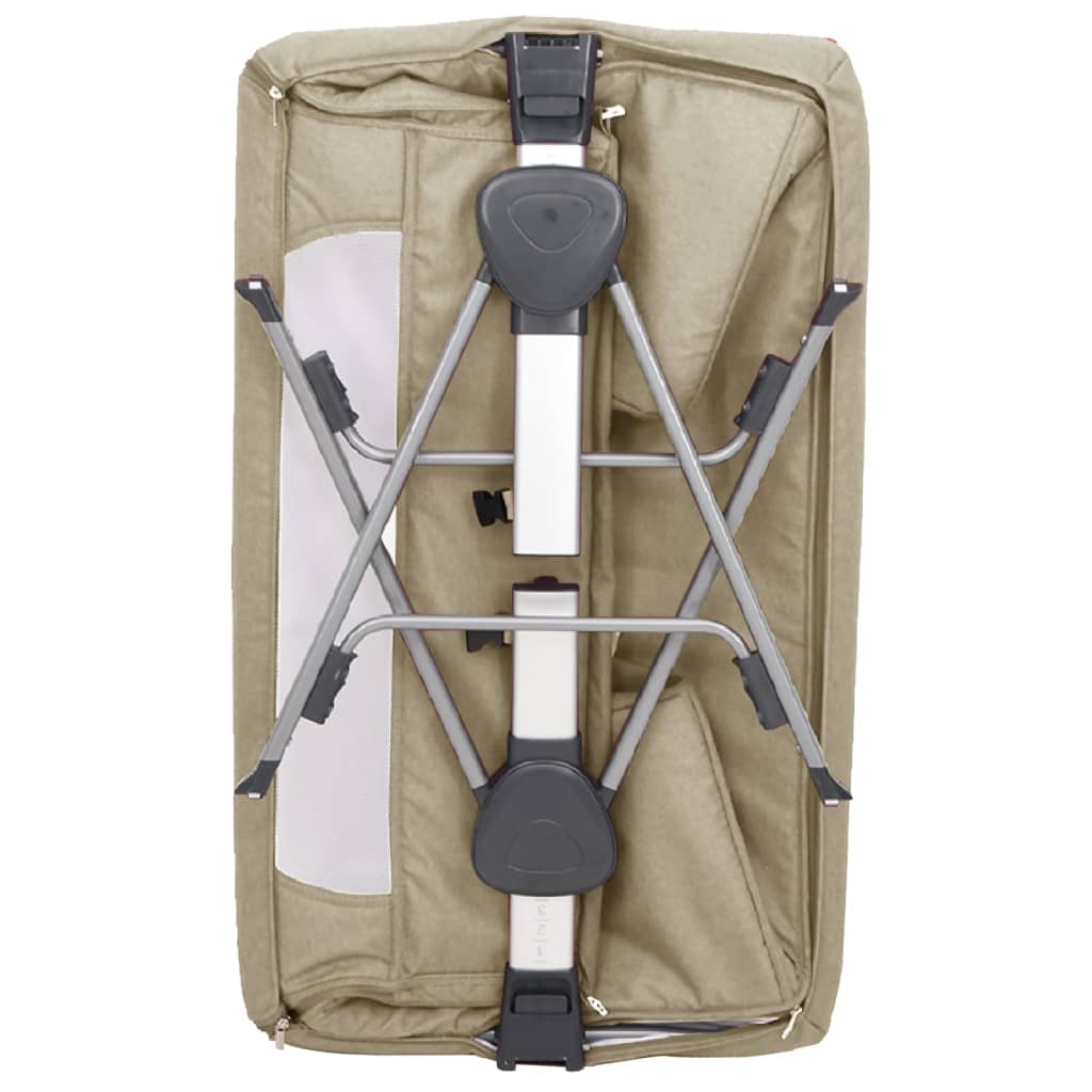 Babybett mit Matratze Taupe Leinenstoff - Pazzar.ch