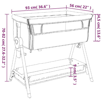 Babybett mit Matratze Taupe Leinenstoff - Pazzar.ch