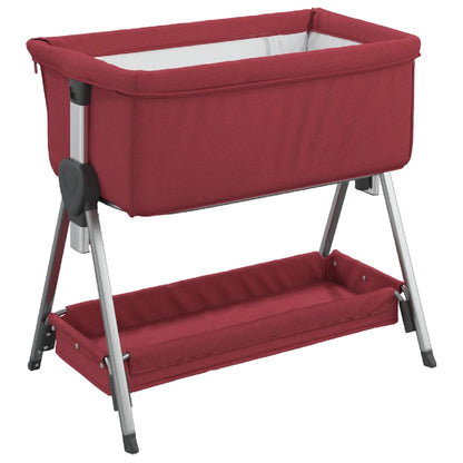 Babybett mit Matratze Rot Leinenstoff - Pazzar.ch