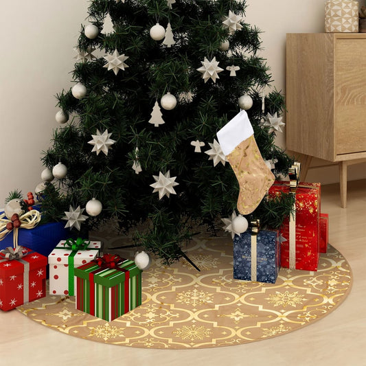 Luxus-Weihnachtsbaumdecke mit Socke Gelb 90 cm Stoff - Pazzar.ch