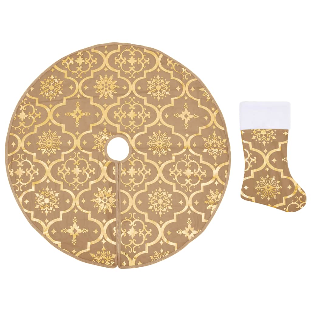 Luxus-Weihnachtsbaumdecke mit Socke Gelb 122 cm Stoff - Pazzar.ch