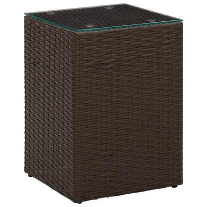 Beistelltische 3 Stk. mit Glasplatten Braun Poly Rattan - Pazzar.ch