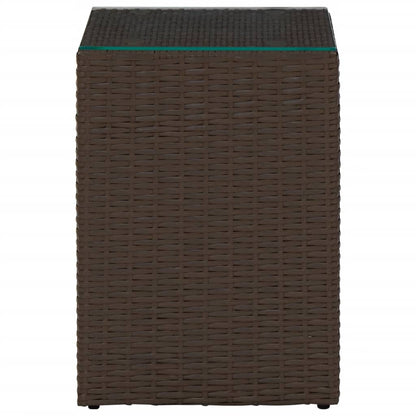 Beistelltische 3 Stk. mit Glasplatten Braun Poly Rattan - Pazzar.ch