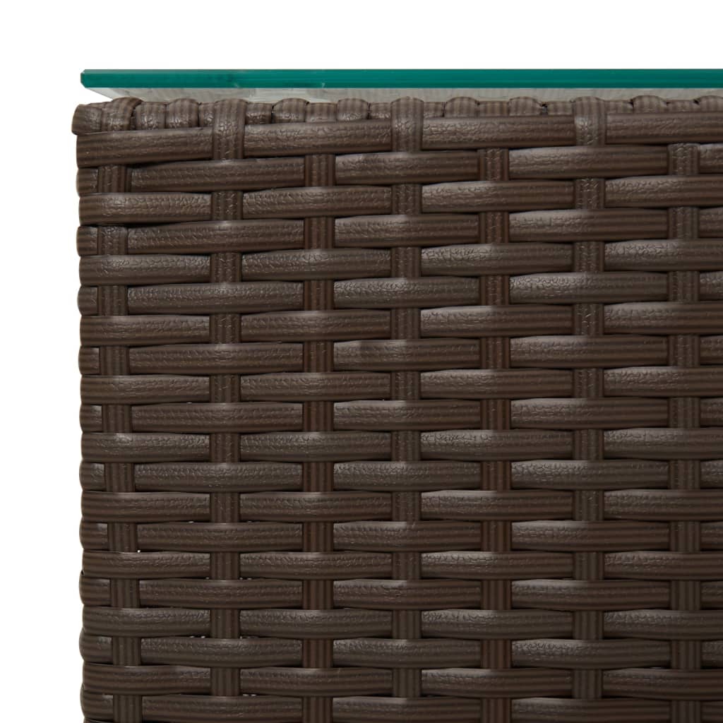 Beistelltische 3 Stk. mit Glasplatten Braun Poly Rattan - Pazzar.ch