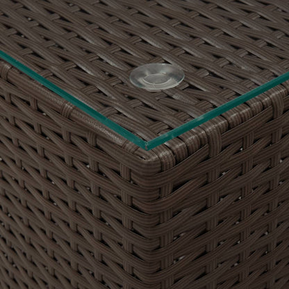 Beistelltische 3 Stk. mit Glasplatten Braun Poly Rattan - Pazzar.ch