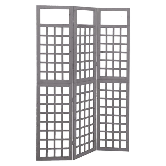 Spalier/Paravent 3-teilig Massivholz Tanne Grau 121x180 cm - Pazzar.ch
