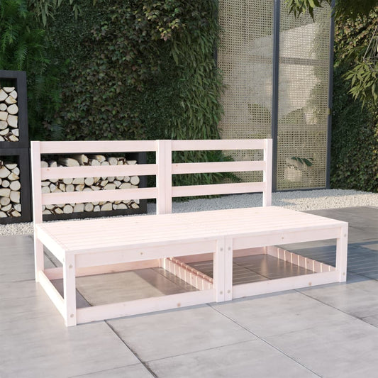Gartensofa 2-Sitzer Weiß Massivholz Kiefer - Pazzar.ch