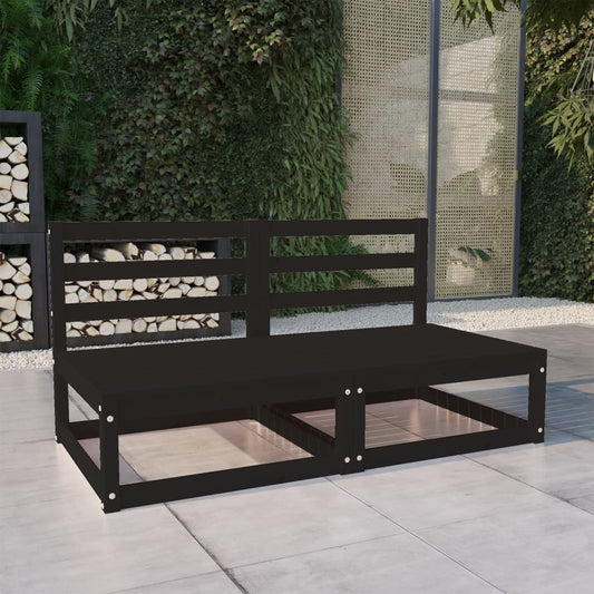 Gartensofa 2-Sitzer Schwarz Massivholz Kiefer - Pazzar.ch