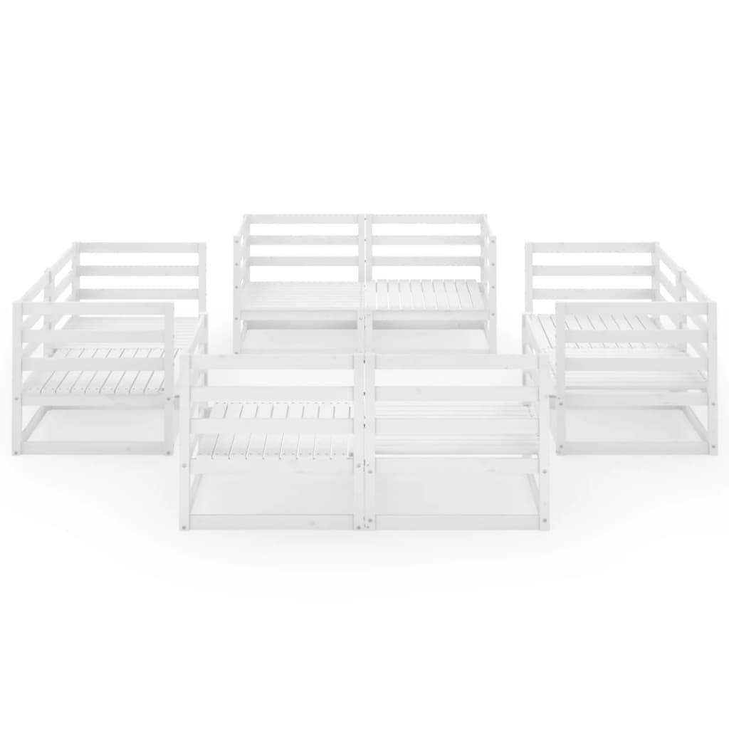 8-tlg. Garten-Lounge-Set Weiß Massivholz Kiefer - Pazzar.ch