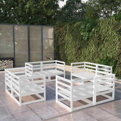 8-tlg. Garten-Lounge-Set Weiß Massivholz Kiefer - Pazzar.ch
