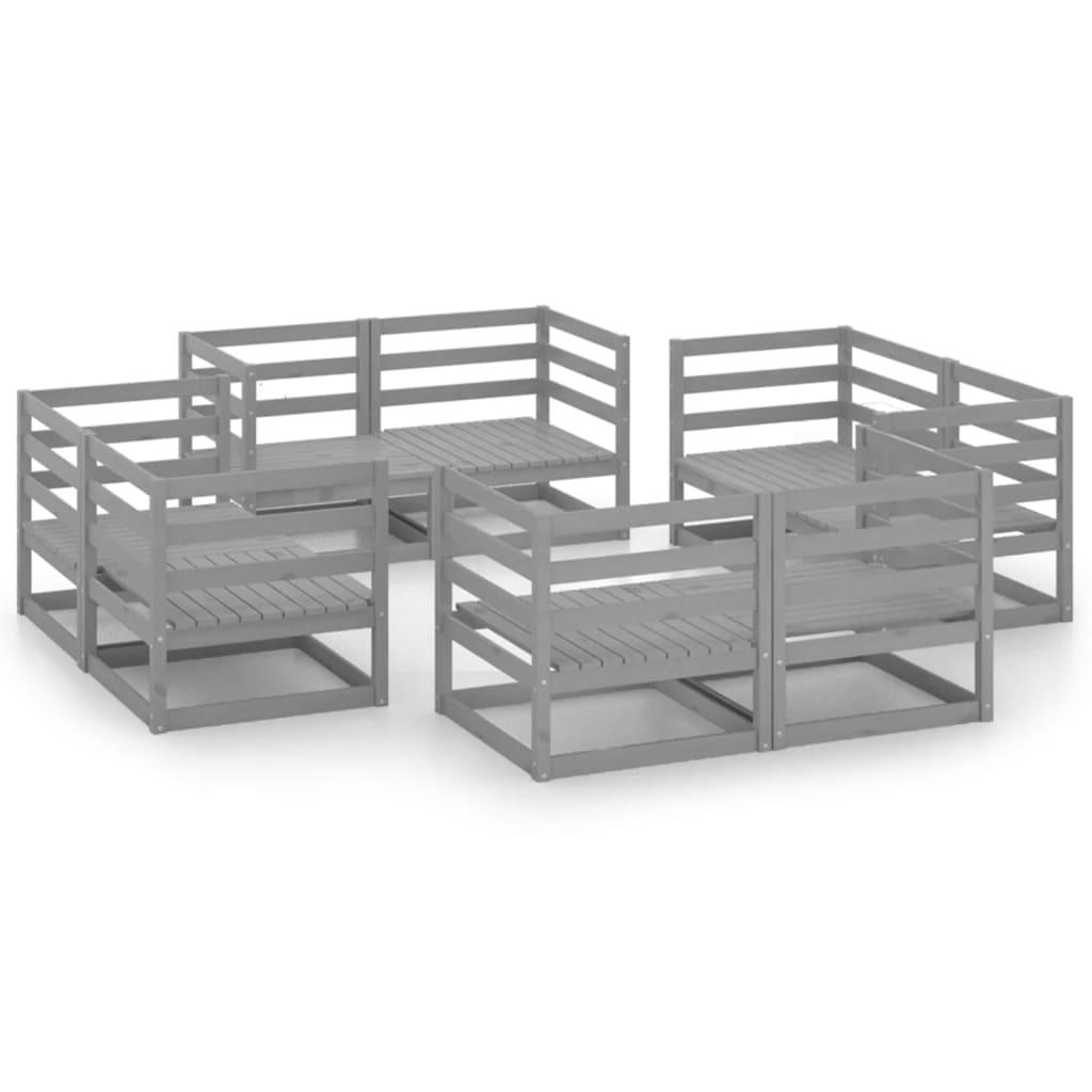 8-tlg. Garten-Lounge-Set Grau Massivholz Kiefer - Pazzar.ch